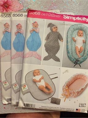 BN UNCUT SIMPLICITY 8568 OS BABY ACCESSORIES SEWING PATTERNS
